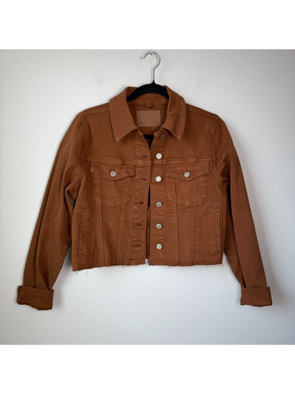 Judy Blue Garment Dyed Grinding Cropped Denim Jacket Camel Sz Small - Picture 12 of 14